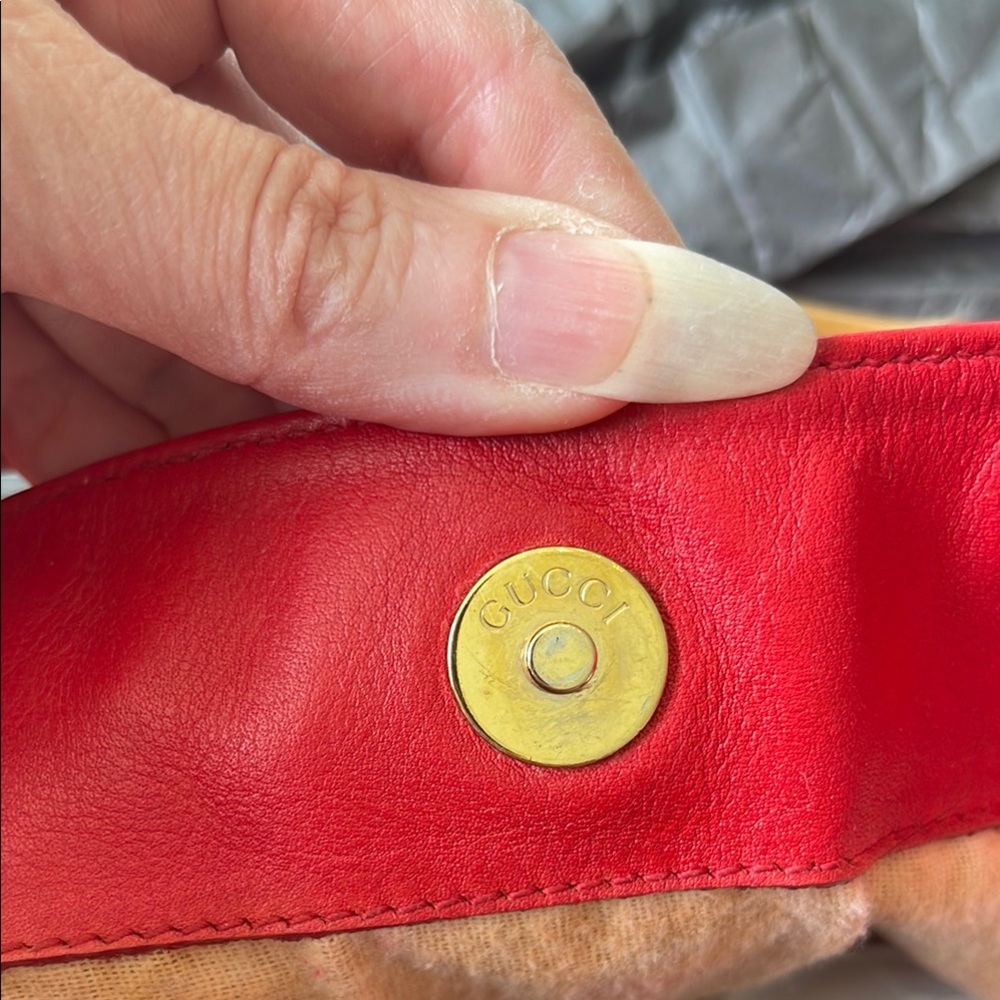 Gucci Bamboo Vintage Red Leather Handbag with COA - Picture 12 of 13